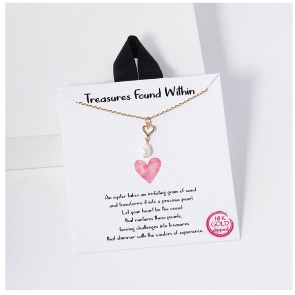 158. Treasures Found Within 18K Gold Dipped Necklace with Pearl Detail - Picture 1 of 2